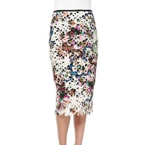 Nicole Miller Floral Lace Pencil Skirt